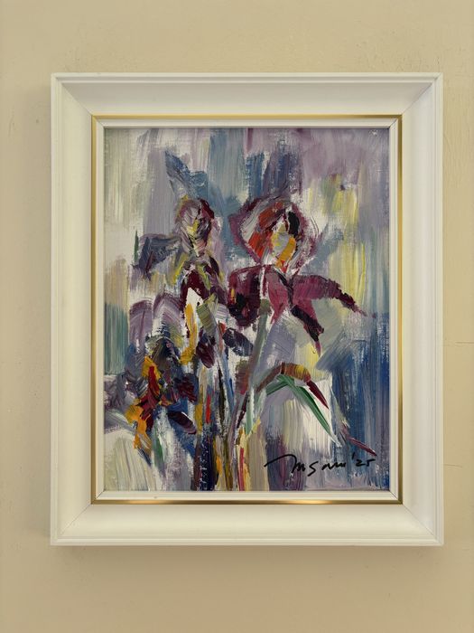 Tablou pictat manual – Irisi – acril pe pânză pe șasiu de lemn, înrămat – 30 × 36 cm