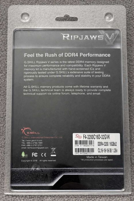 G.SKILL Ripjaws V Series 32GB (2 x 16GB) RAM DDR4 3200