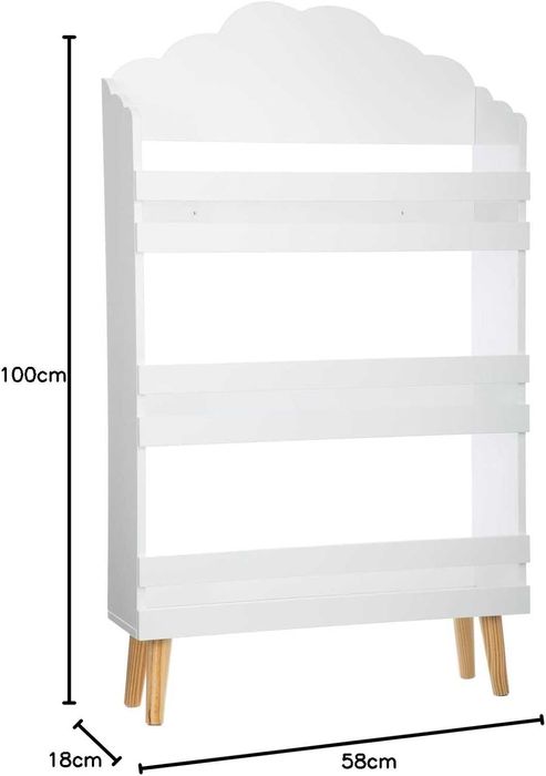 Детска библиотека рафт етажерка за книги облак бял цвят