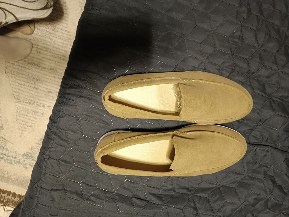 Mocasini bej bărbați piele intoarsă, stil Old Money