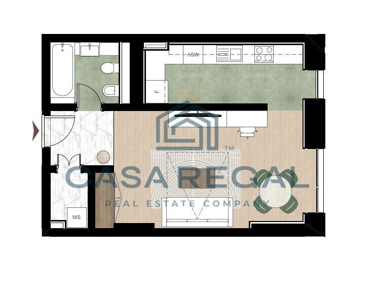 Apartament cu 1 camera, 40.82mp utili, etajul 2 — fotografia 1