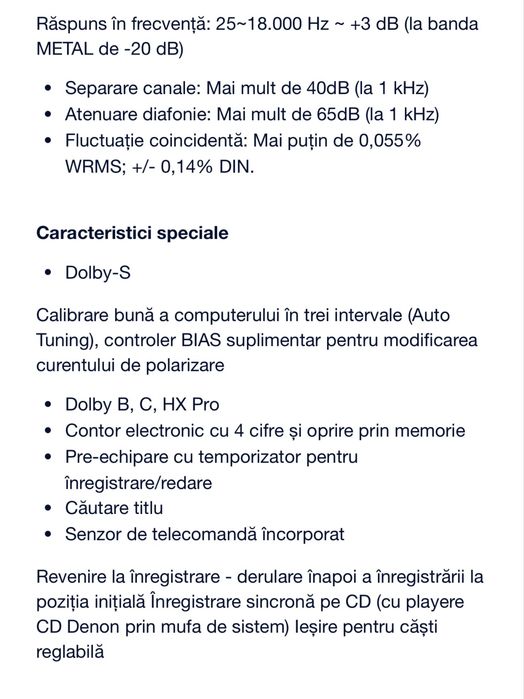 Deck Denon DRM 650 S cu telecomanda Denon