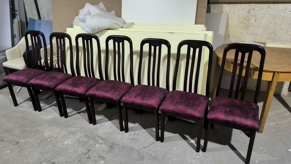 Рестоврация мягкой мебели смена дизайна лакировка стульев реставрация