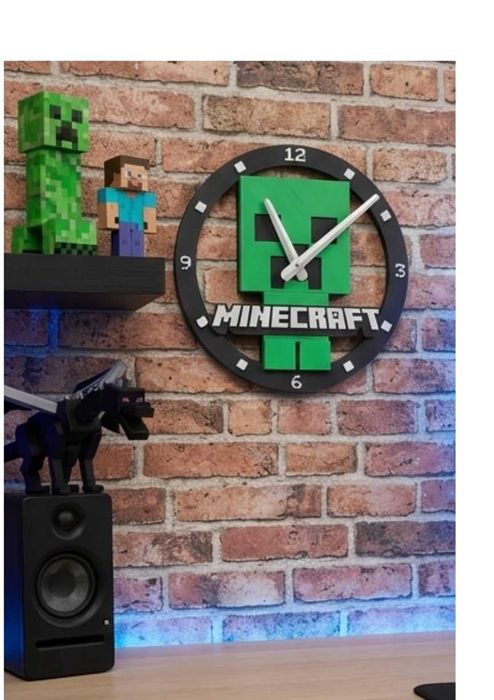 Ceas Perete Minecraft - Creeper Edition - PRINTAT 3D - NOU - Cadoul Perfect!
