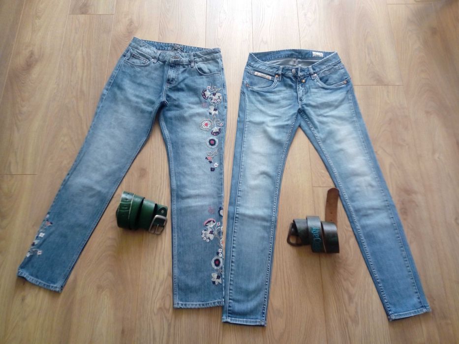 2 чифта дънки за момиче с ръст до 160 см. + кожен колан