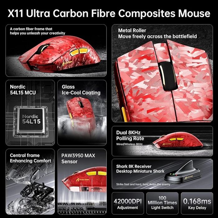 New Mouse Attack shark X11 ULTRA paw 3950max