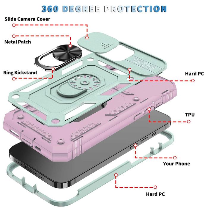 Husa Telefon iPhone 12 cu protectie camera si suport