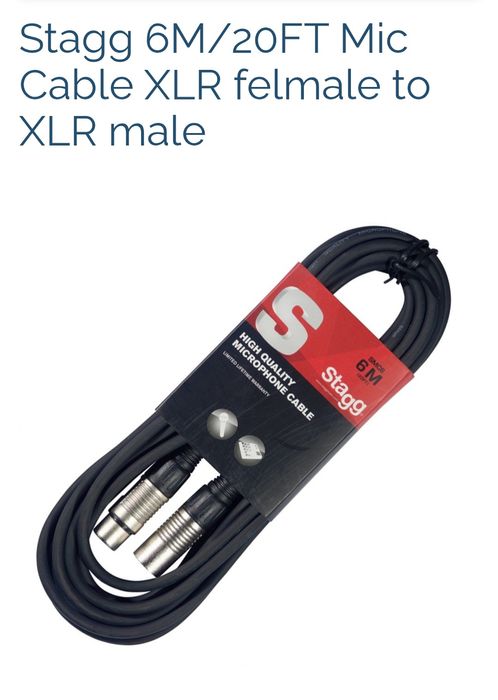 Cablu pentru microfon, Stagg, XLR, 6 m, Negru