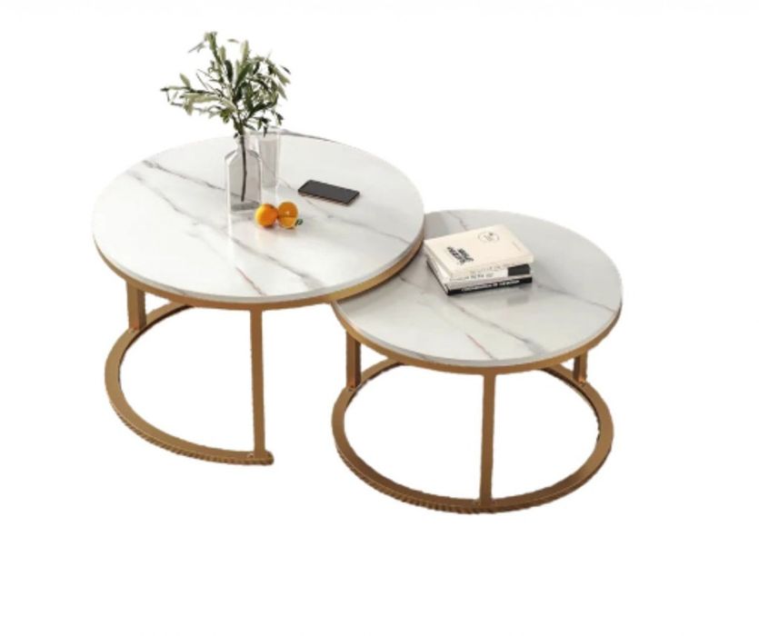 Два броя кръгли масички за кафе с модерен дизайн