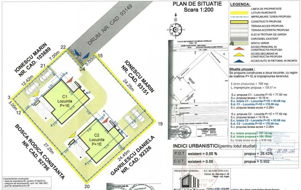 Teren + proiect 2 case - 709 mp Trivale Tancodrom. Str.Nicolae Branzeu