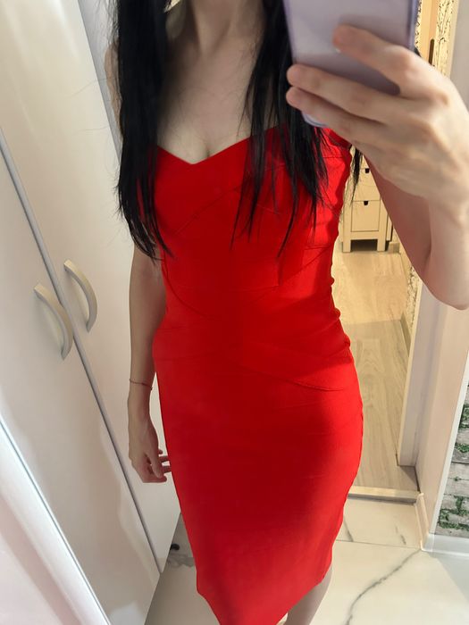 Rochie rosie bandage ocazie