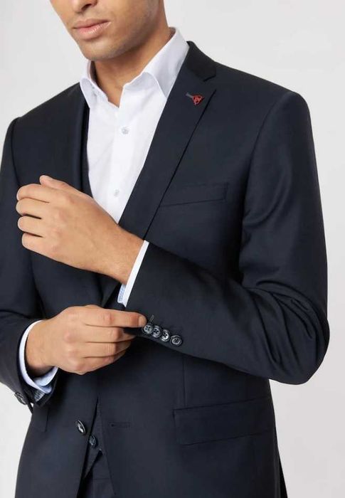 Sacou blazer slim 54 XXL premium Roy Robson lana super 110's albastru