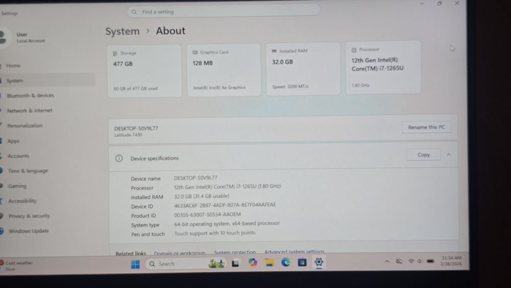 Dell Latitude 7430 14" Touch i7-1265U 32GB RAM 512GB SSD