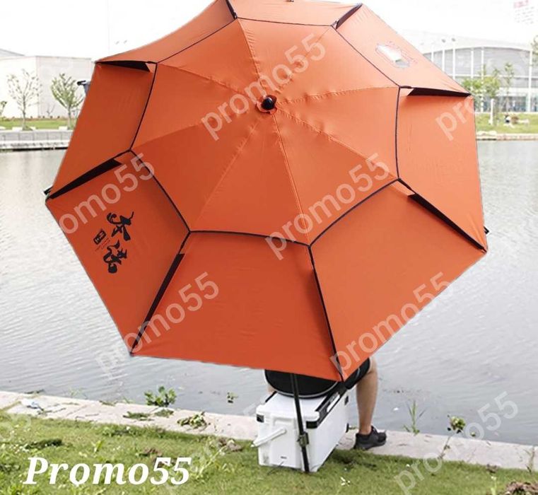 Чадър за Риболов 220см. Плажен Чадър Двоен Покрив,Стабилност при Вятър