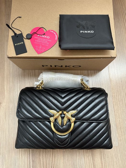 Чисто нова чанта на PINKO Love Lady Puff V Quilt в черен цвят