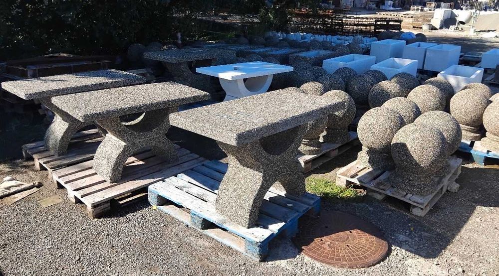 Masa din beton și marmura albă – Zico – 120x66x71 cm