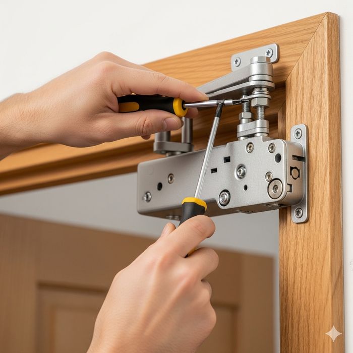 Установка и регулировка доводчиков двери в Астане. Плотник