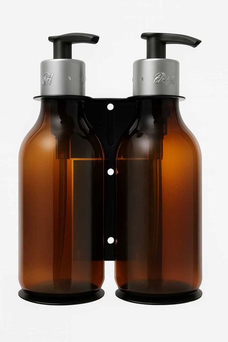 Кронштейн двойной комплект, держатель для жидкого мыло из стали,