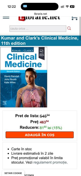Cărți medicină – Kumar & Clark | NOUA