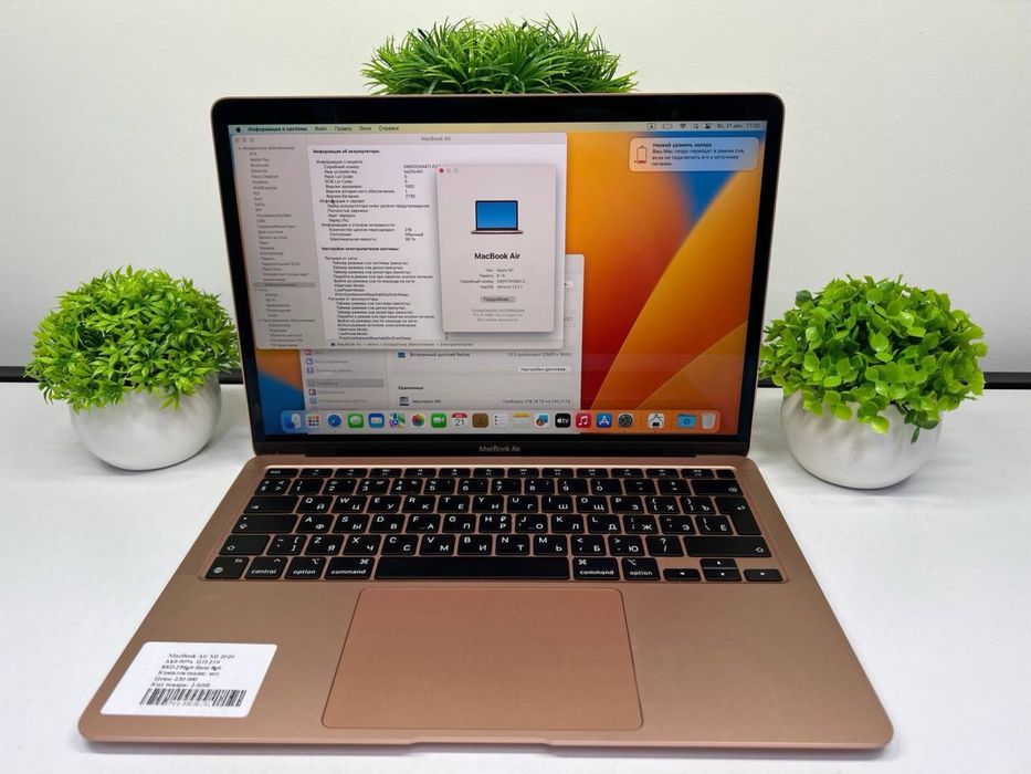 MacBook Air M1 2020 Akb 90% ЦП:219