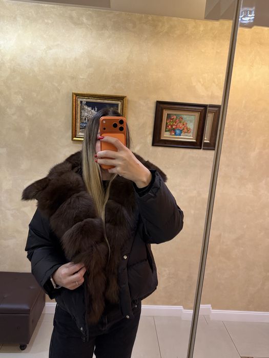 Geaca cu puf si guler blana naturala