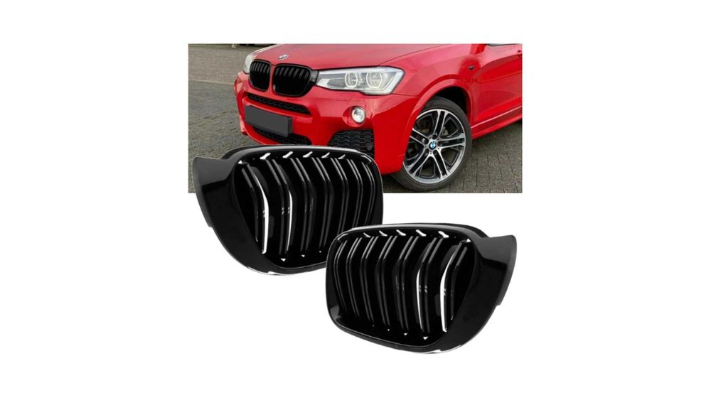 Set 2 grile duble, negru lucios, M Design pentru BMW X3 F25 Facelift