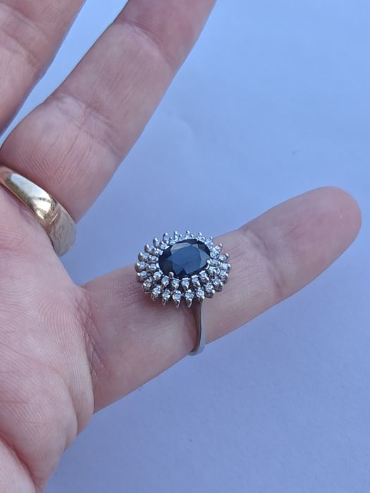 Inel aur 18k safir diamante certificat