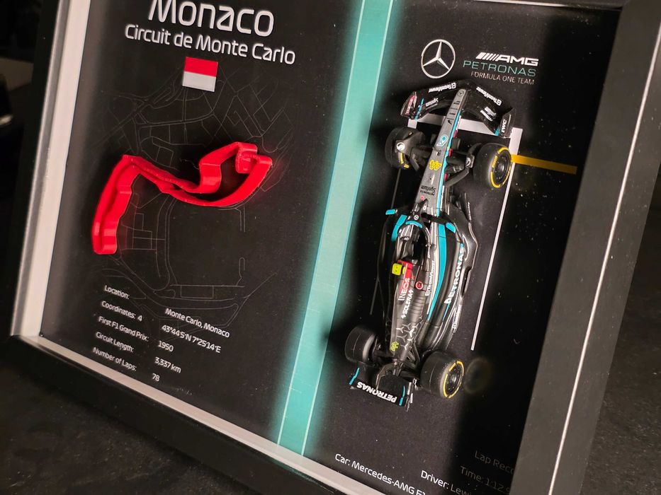 Tablou F1 Circuit Monaco – Lewis Hamilton – Print 3D – 31x21 cm