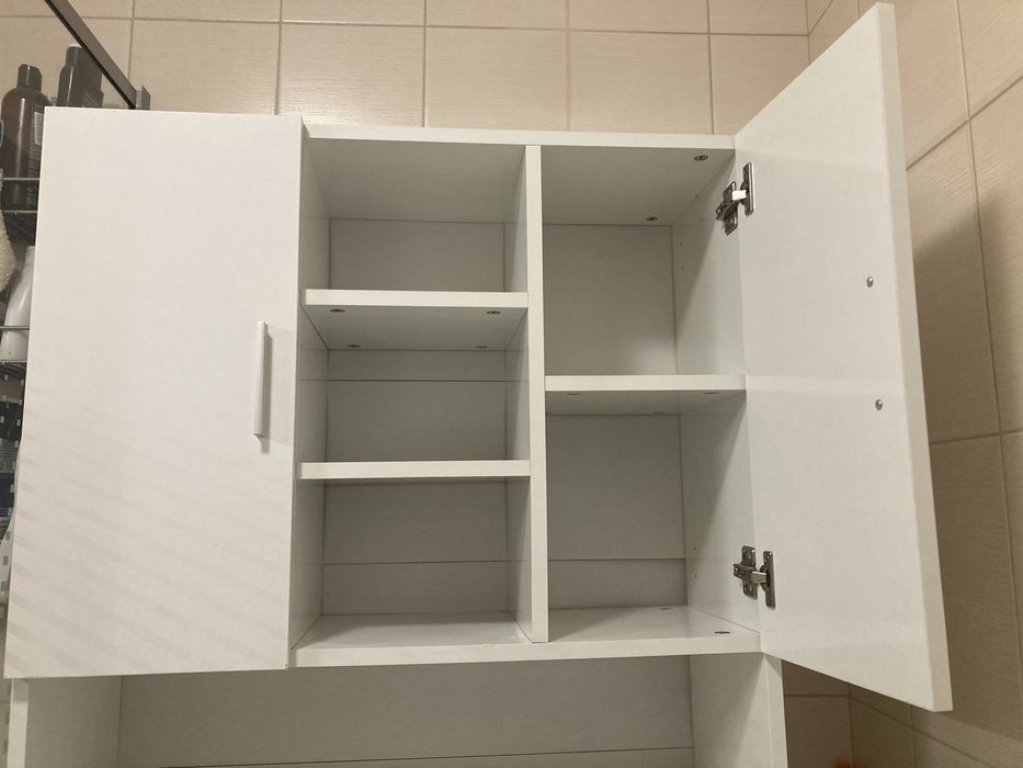 Шкаф за пералня, бял гланц