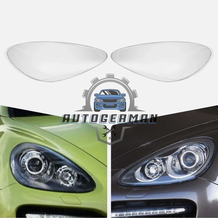 Капаци фарове Porsche Cayenne 2011-2014 стъкло фар ксенон Xenon ляв десен капак фар Порше Кайен прозрачен ремонт резервни части автомобилни аксесоари