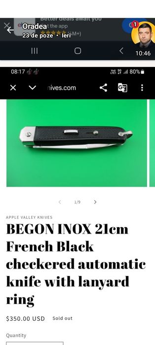 Briceag rar de colecție Begon Inox Franța(21 cm) Mecanism Leverlock/Pirghie.