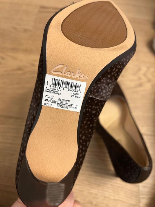 Pantofi cu toc Clarks noi, piele naturală ponei, mărimea 39