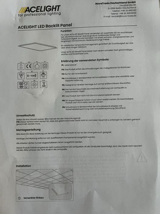 Професионал LED панел за вграждане марка Acelight.
