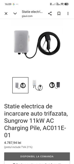 Stație încărcare Sungrow AC011E-01  trifazat