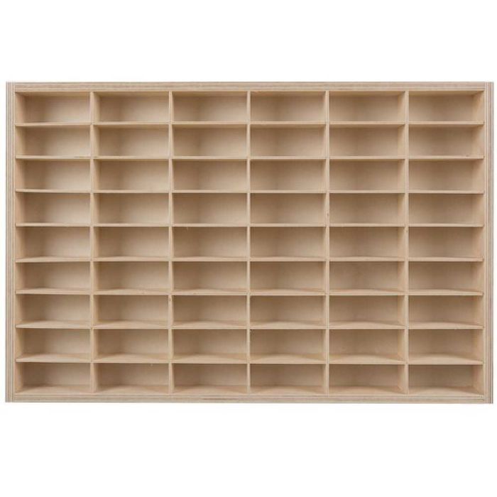 Дървена етажерка рафт съхранение на детски колички стена 54 отделения