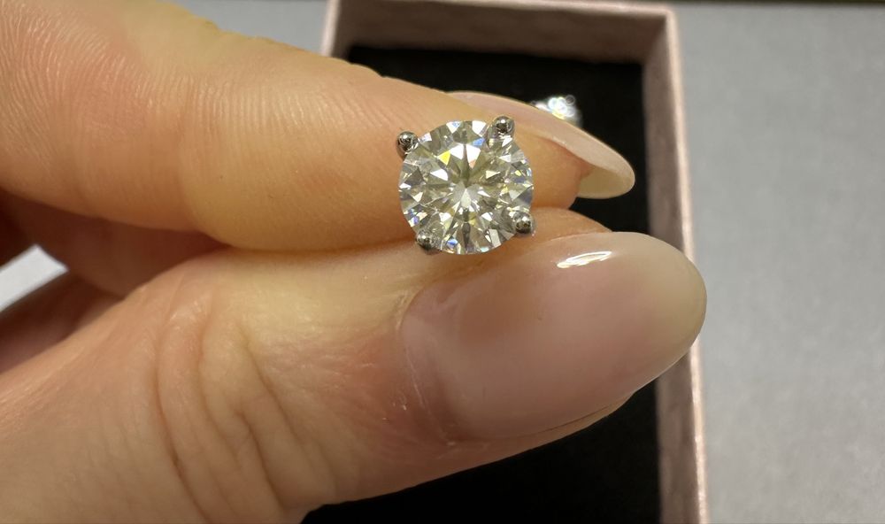 Cercei argint cu Moissanite 1 carat