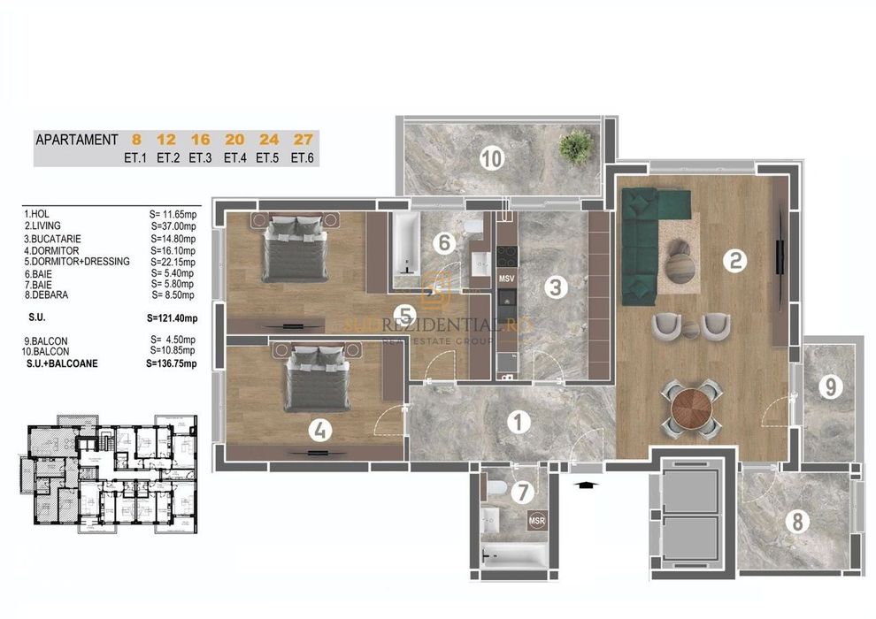Apartament nou 3 camere de vanzare, Mall Sun Plaza, Piata Sudului