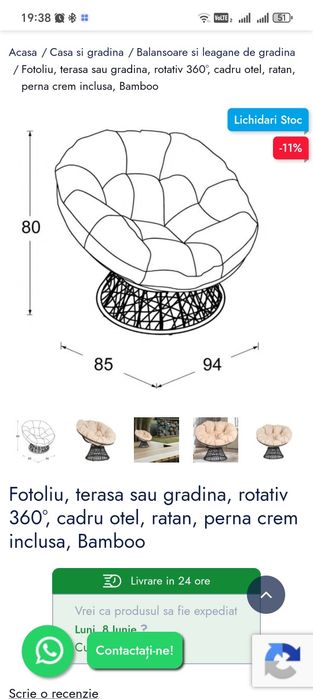 Fotoliu terasa - rotativ