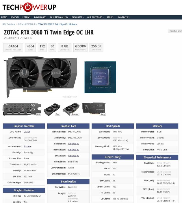 Zotac RTX3060Ti Twin Edge OC
