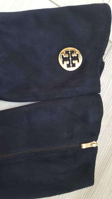 Тъмно сини велурени дамски високи ботуши ELIZA р-р 39