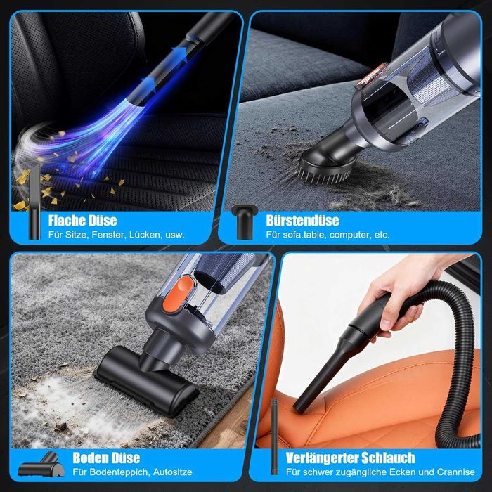 Ръчна прахосмукачка, прахосмукачка с батерия 26000 Pa, безжична