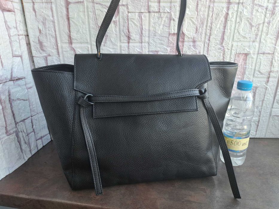 дамска чанта черна кожена -естествена кожа