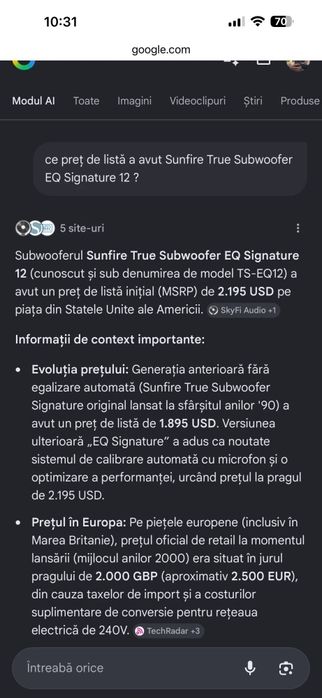 Sunfire TRUE Subwoofer EQ 12 Signature Edition Piesă de Colectie cu 2 Difuzoare și Putere REALĂ 2700W-RMS 116dB 16Hz Preț de LISTĂ 2500€ 40Kg