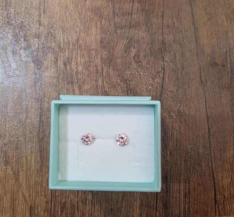 Сребърни обеци с кръгъл камък кубичен цирконий