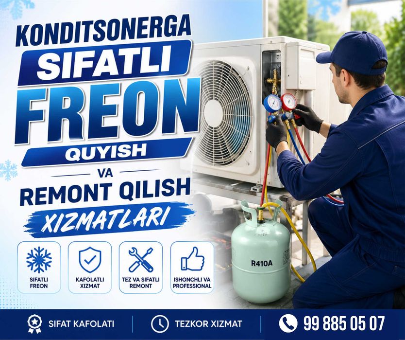 Kansaner konditsioner kanditsioner remont freon quyish заправка фреона - Iqlim texnikasi ta’miri va o‘rnatish Toshkent на Olx