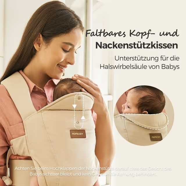 Marsupiu Bebelusi Momcozy Ergonomic cu Suport pentru Gat,3-11 Kg, Negru