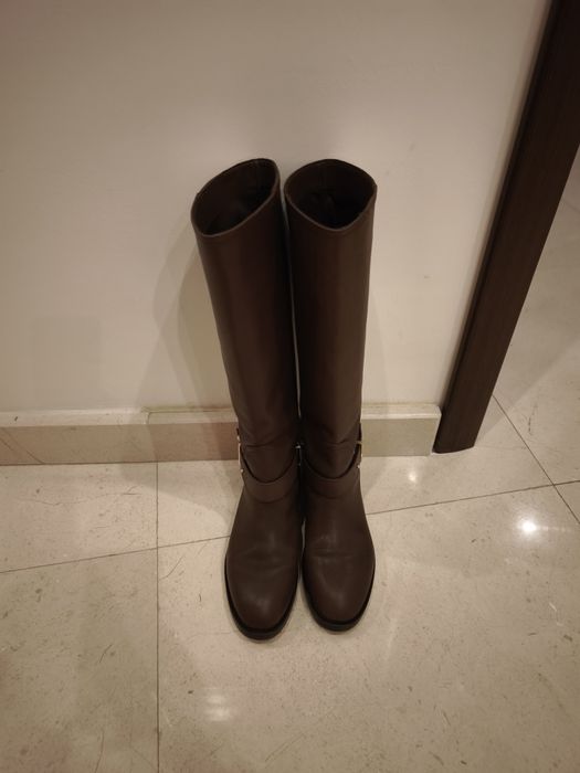 Cizme piele - stil călărie - maro, masura 40