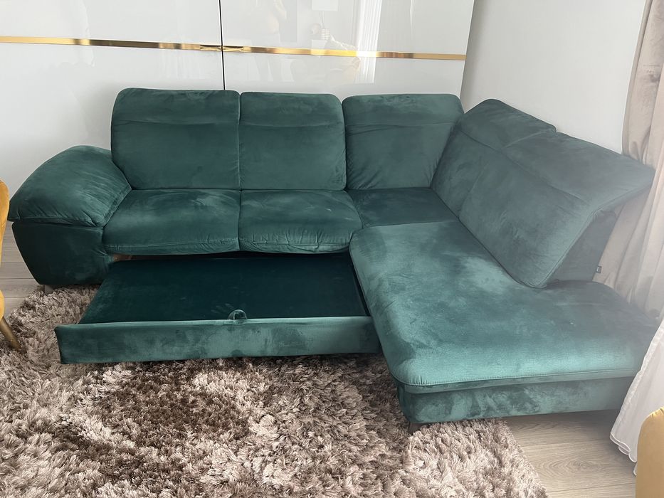 Colțar Lara extensibil culoare verde smarald