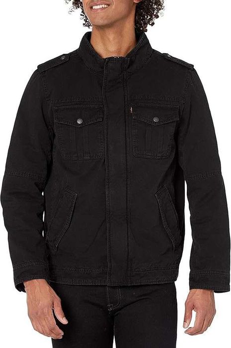 Levi's Men's Washed Cotton Hooded Military Jacket