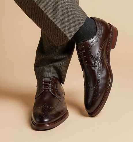 Pantofi derby brogue 45 46 Henry Kayes lucrati manual piele naturala